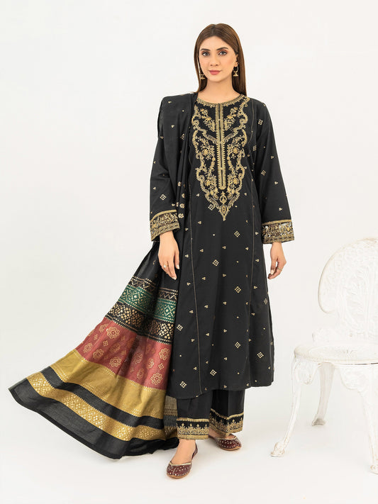 3 Piece Jacquard Suit-Embroidered(Pret)