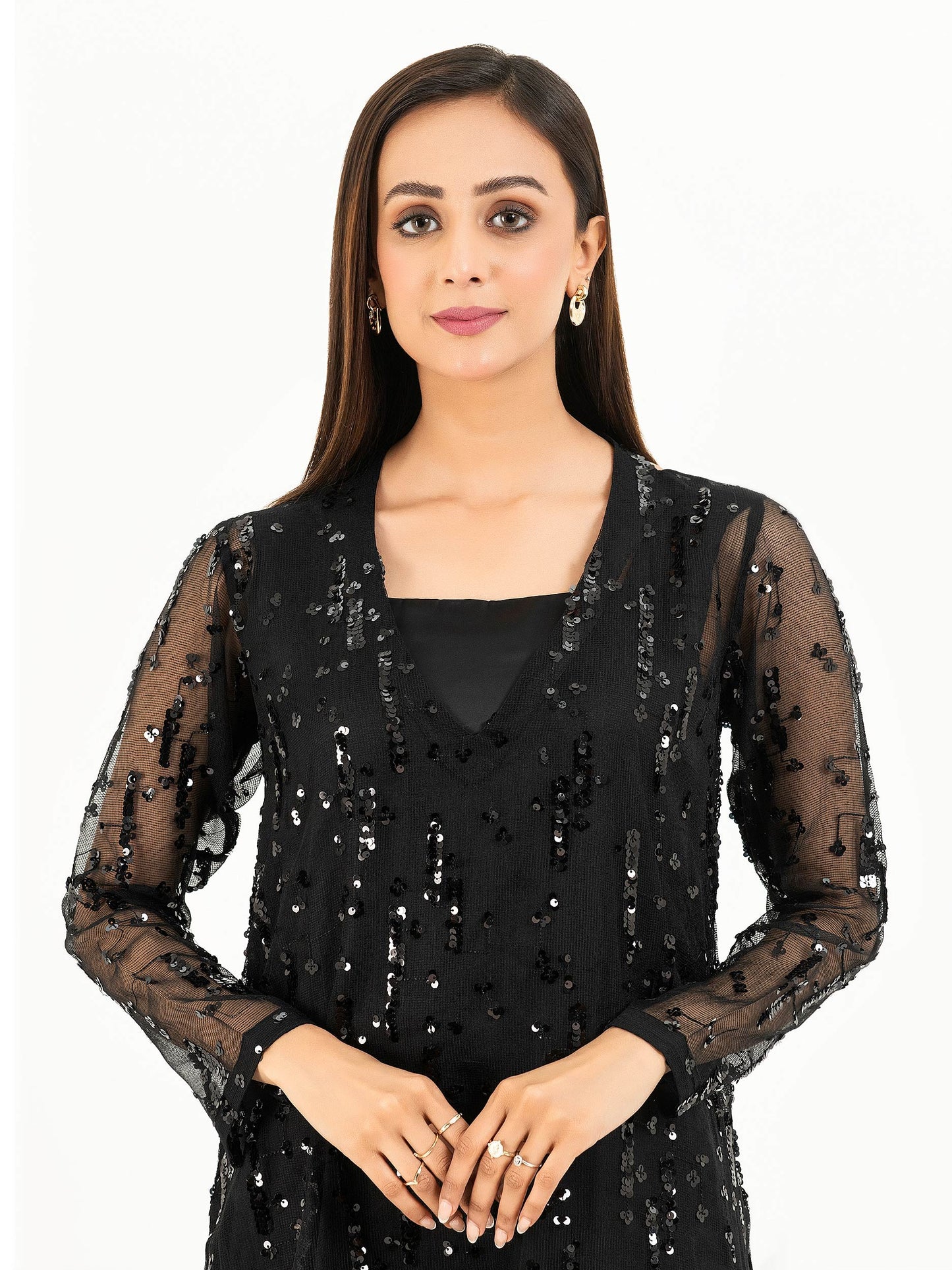 Net Shirt-Embellished (Pret)