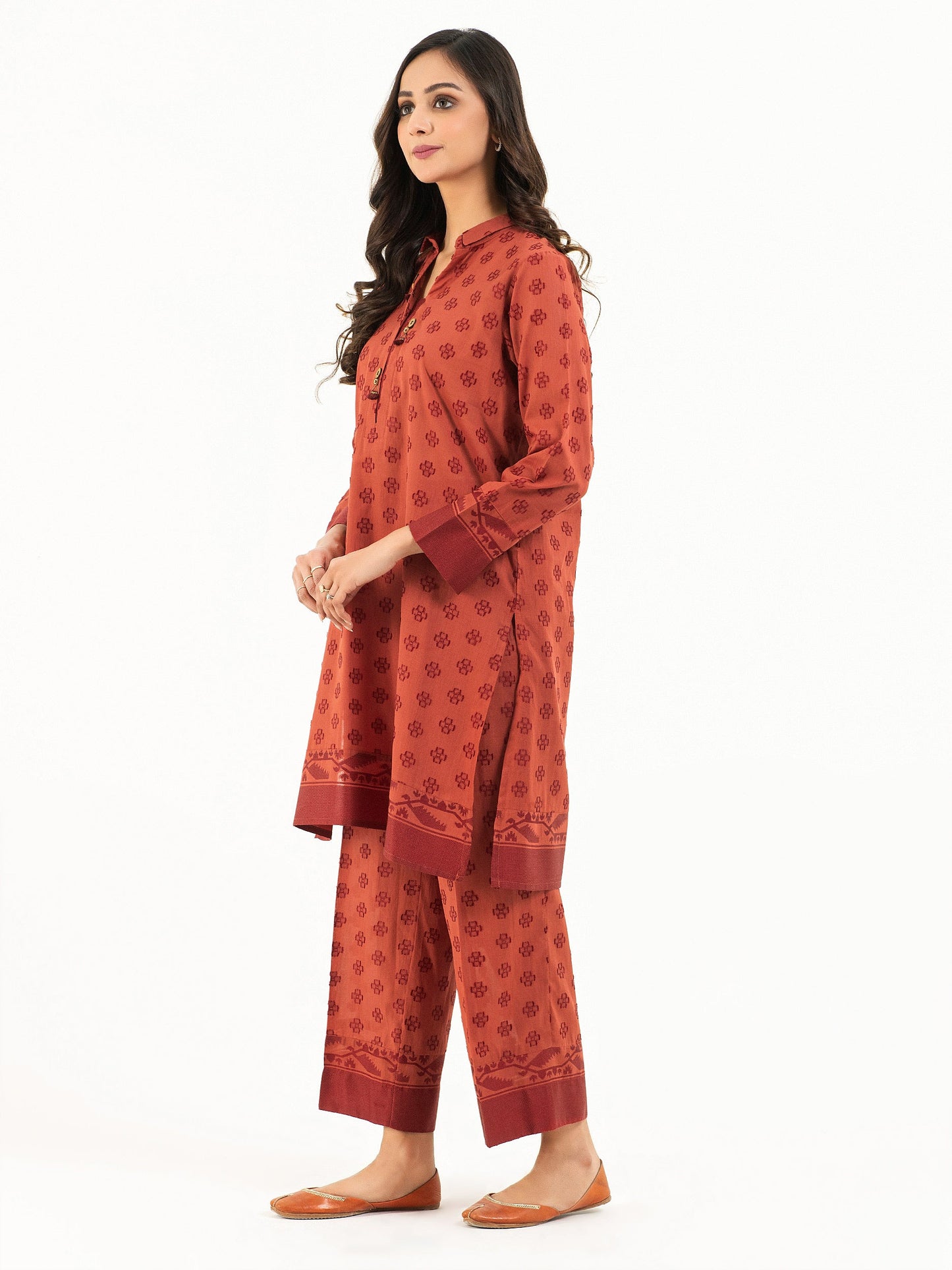 2 Piece Jacquard Suit-Embellished (Pret)