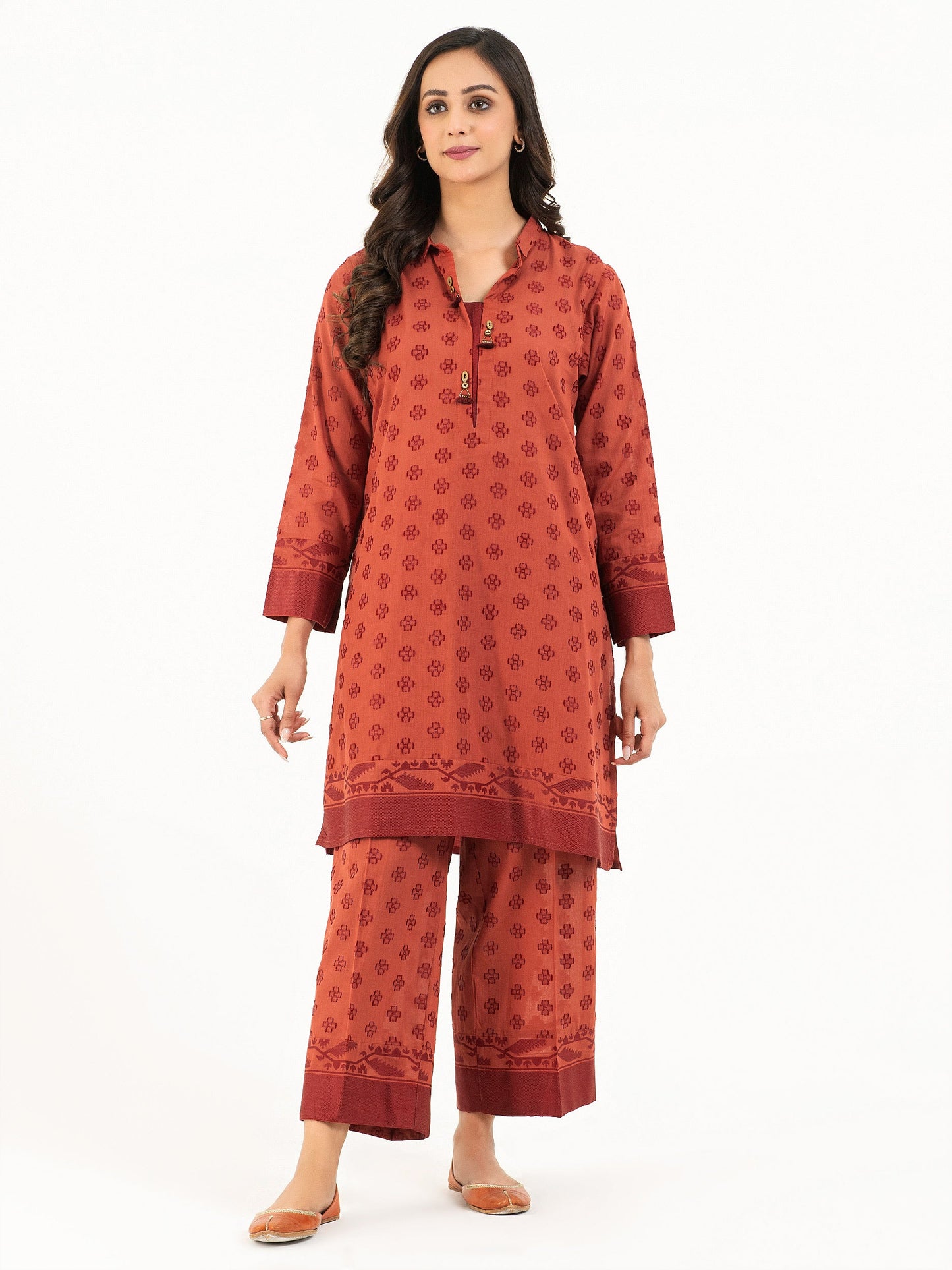 2 Piece Jacquard Suit-Embellished (Pret)