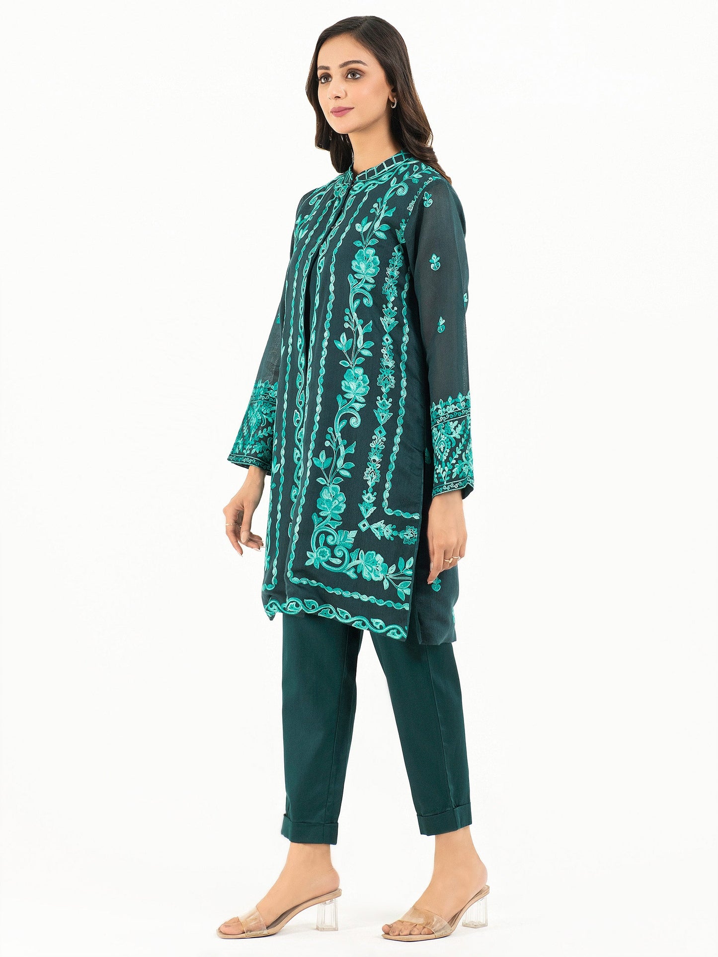 3 Piece Net Suit-Embroidered (Pret)