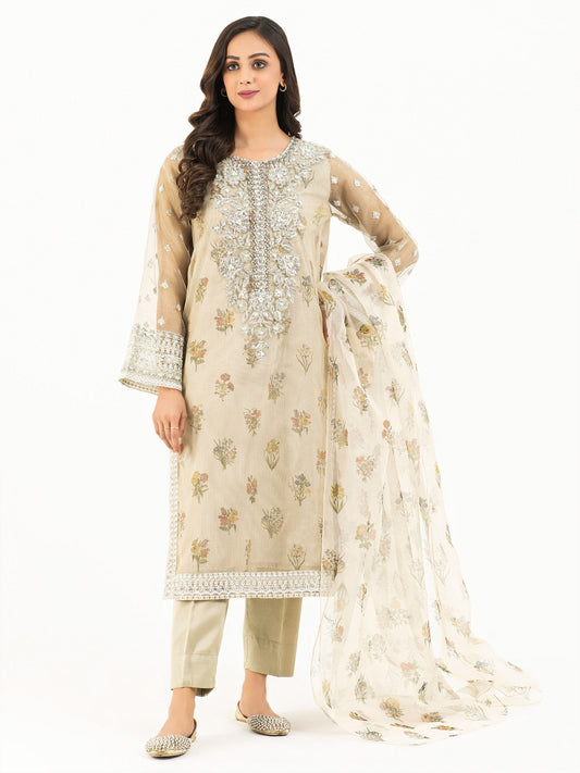 3 Piece Zari Net Suit-Embellished (Pret)