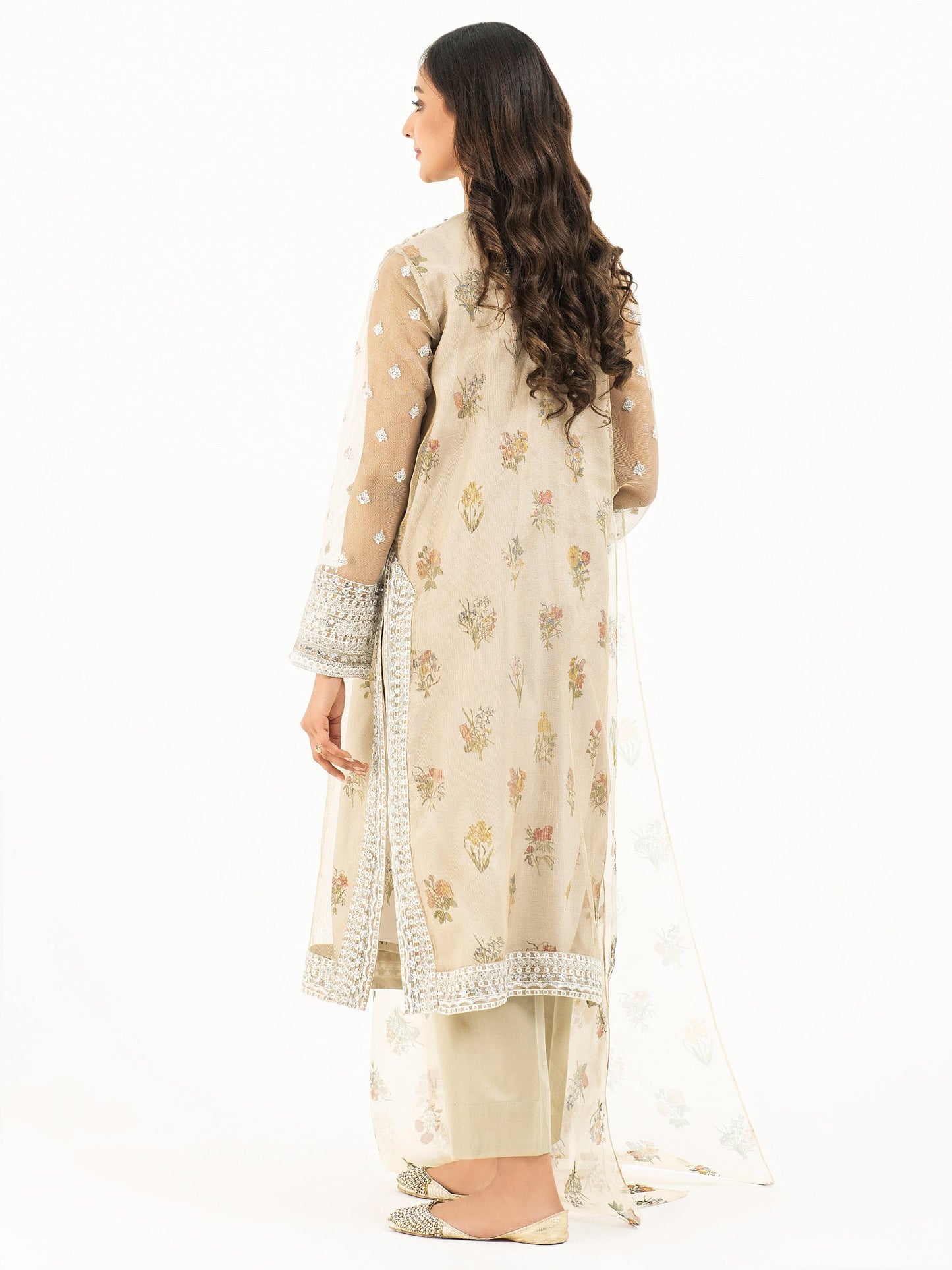 3 Piece Zari Net Suit-Embellished (Pret)