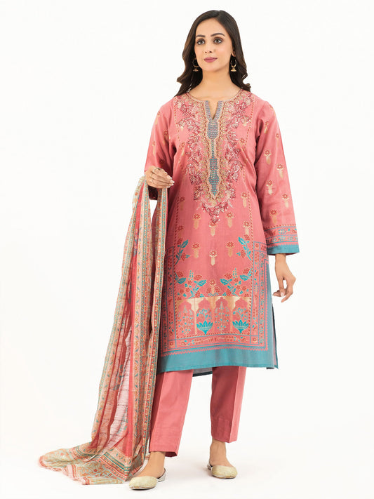 3 Piece Jacquard Suit-Embroidered (Pret)