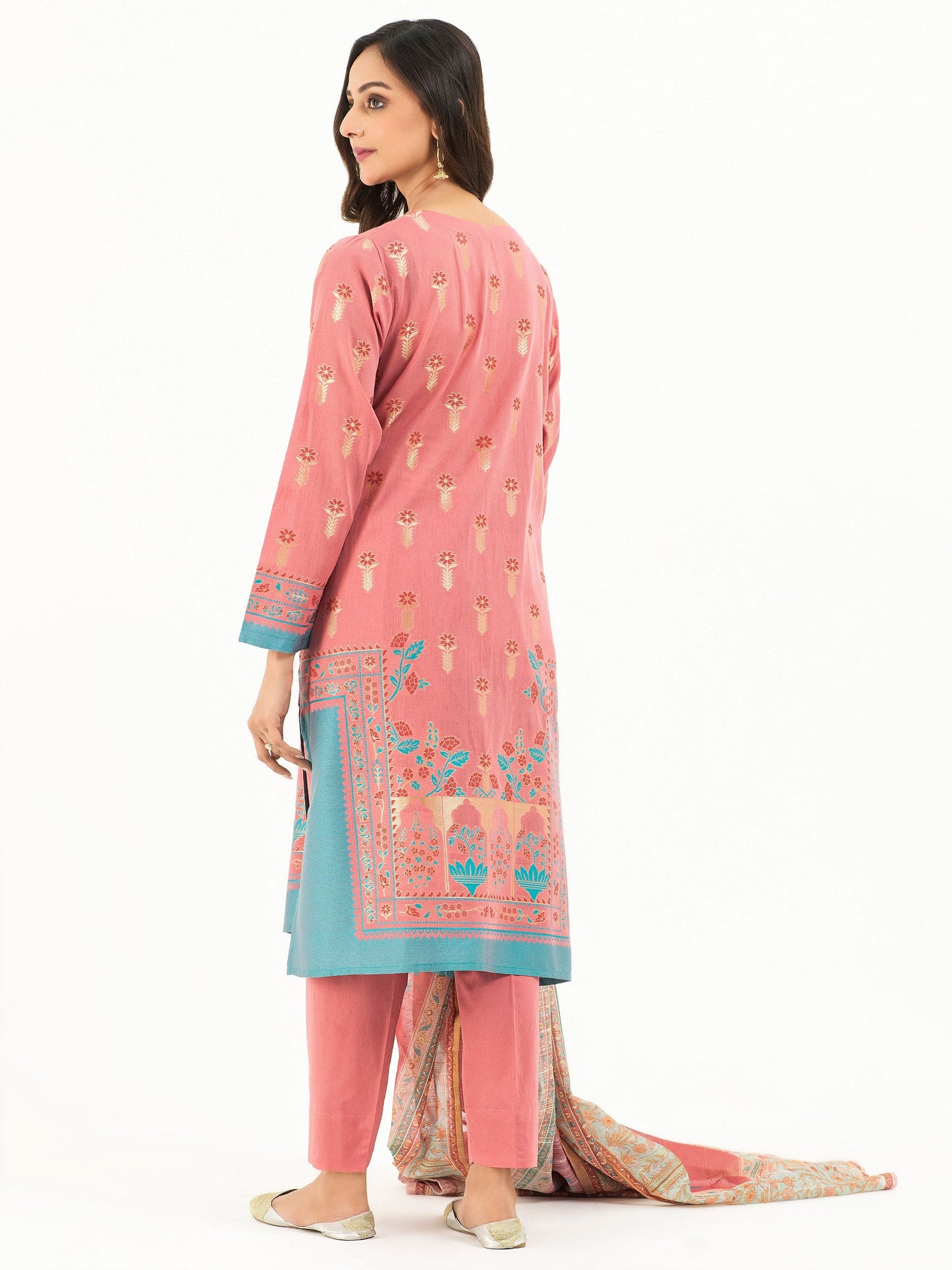 3 Piece Jacquard Suit-Embroidered (Pret)