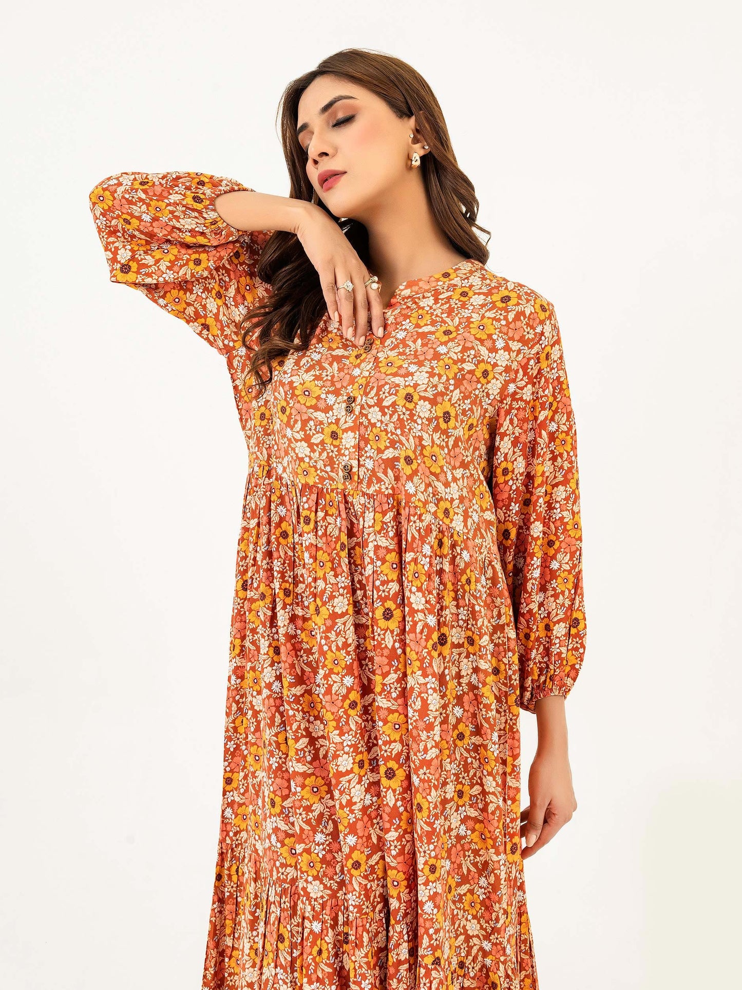 Linen Dress-Printed (Pret)