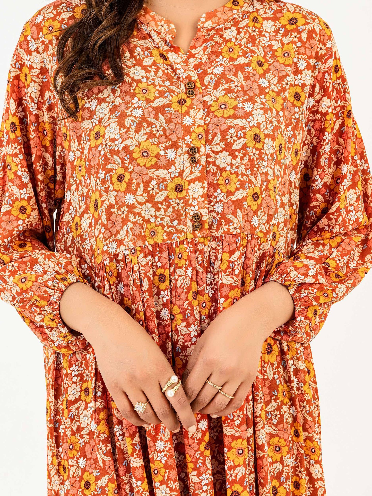 Linen Dress-Printed (Pret)