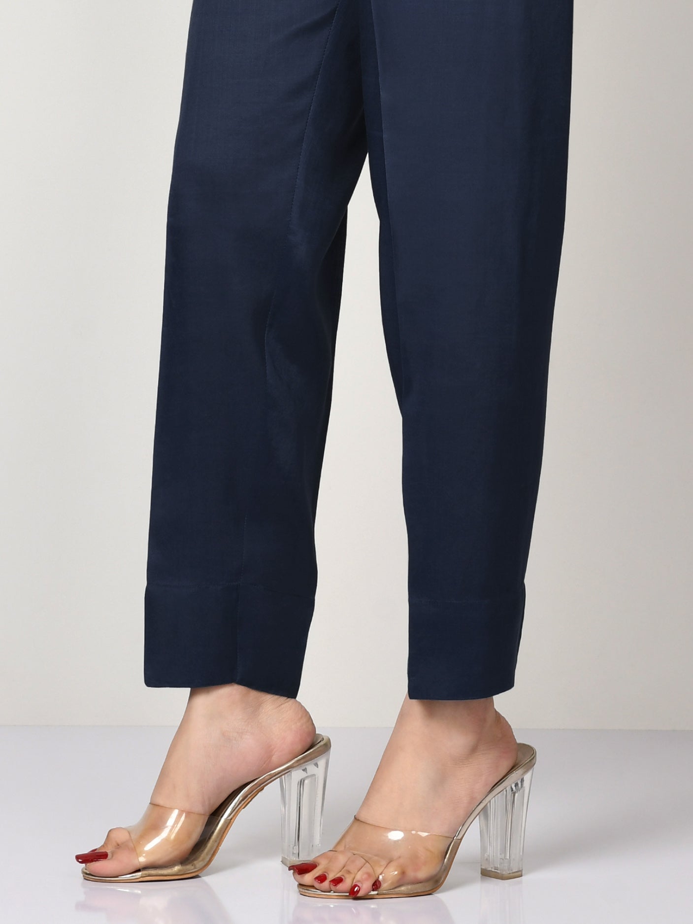 Raw Silk Trouser - Dark Navy