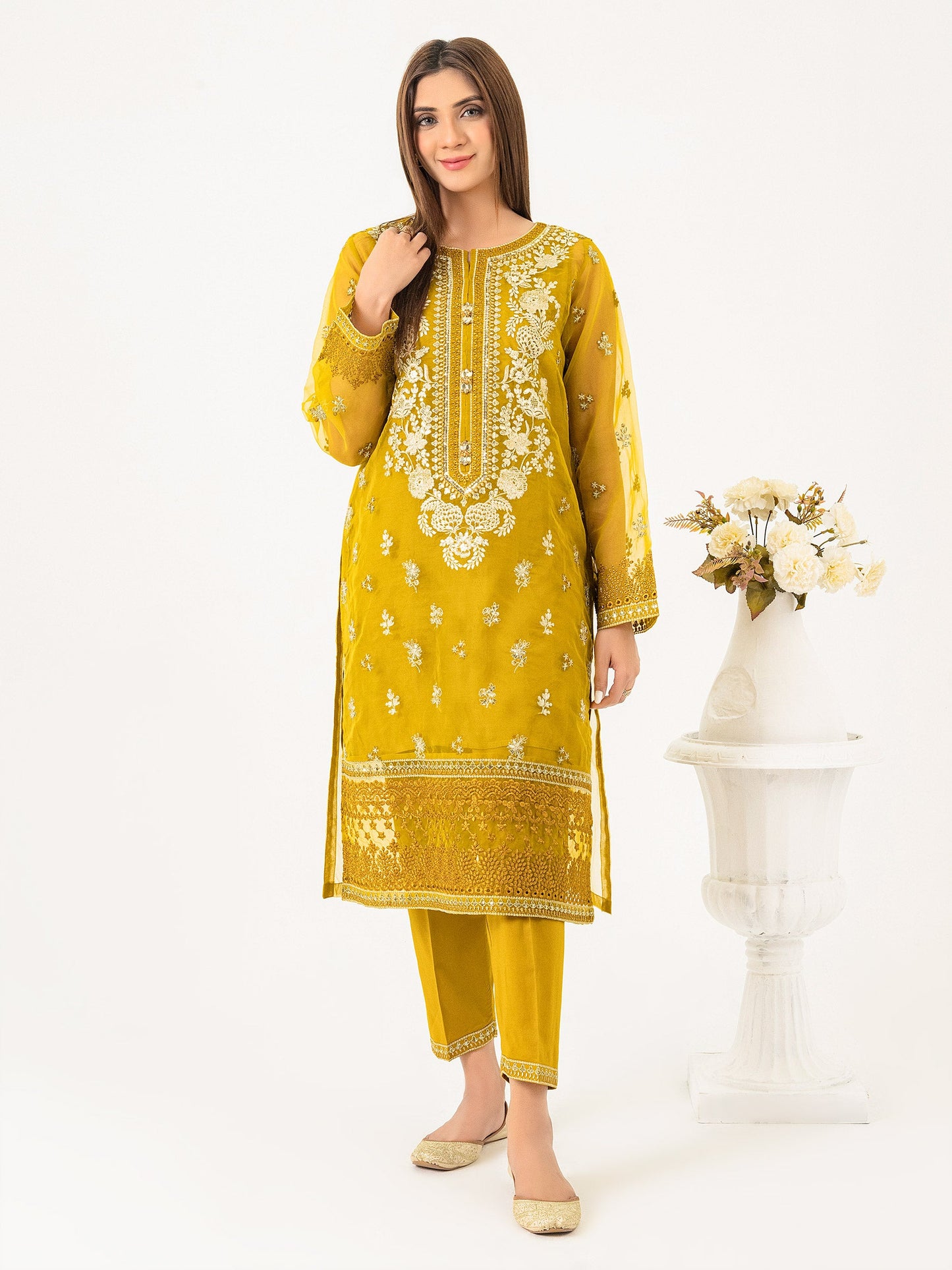 2 Piece Organza Suit-Embroidered (Pret)