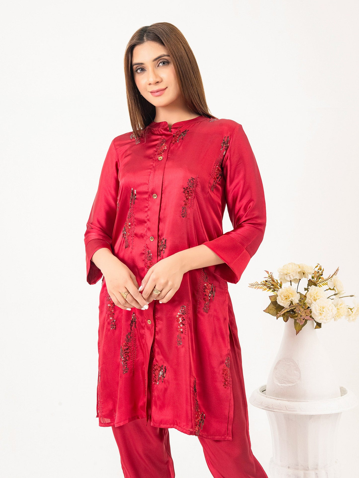 2 Piece Silk Suit-Embroidered (Pret)