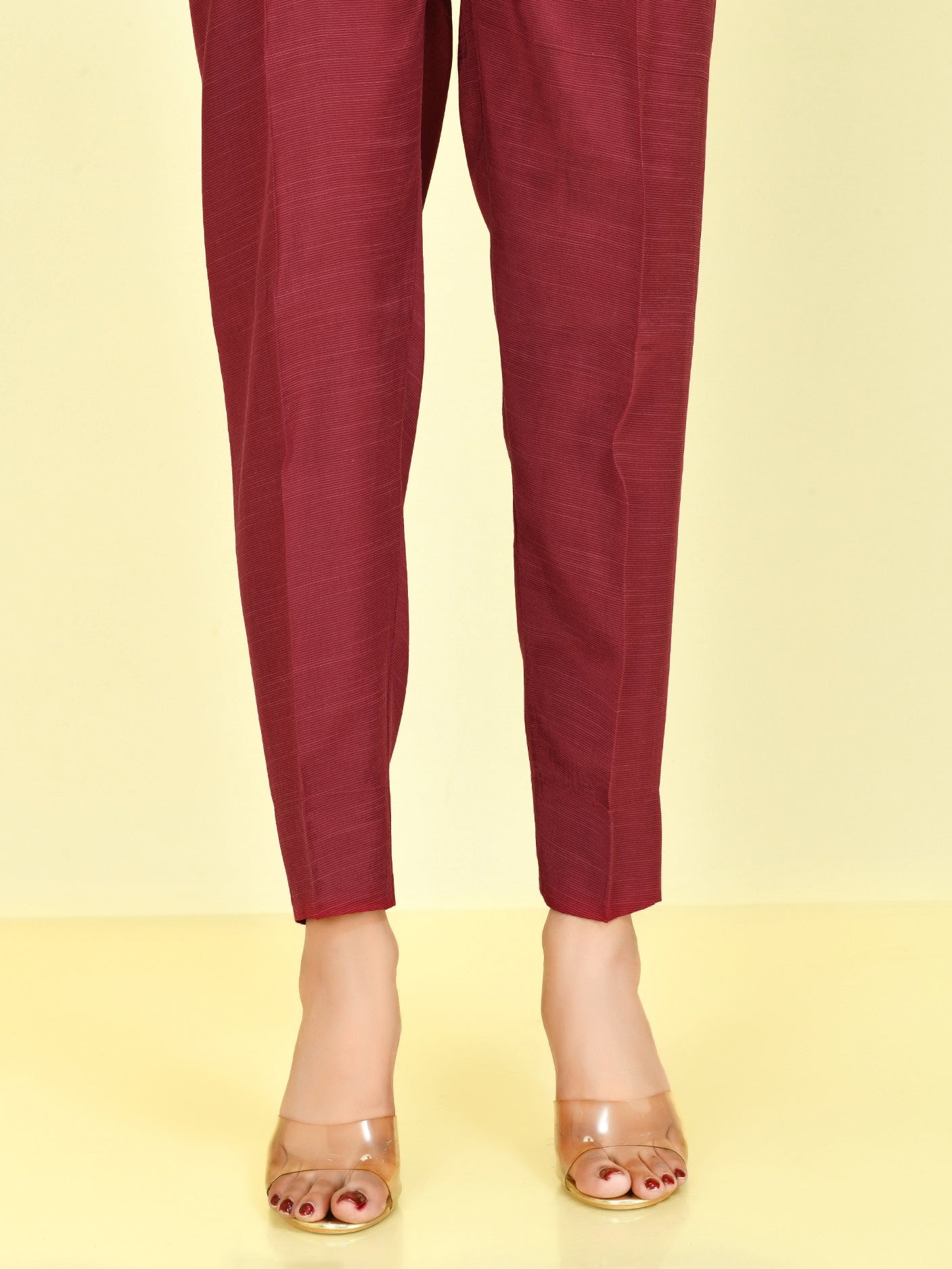 Raw Silk Trouser - Maroon