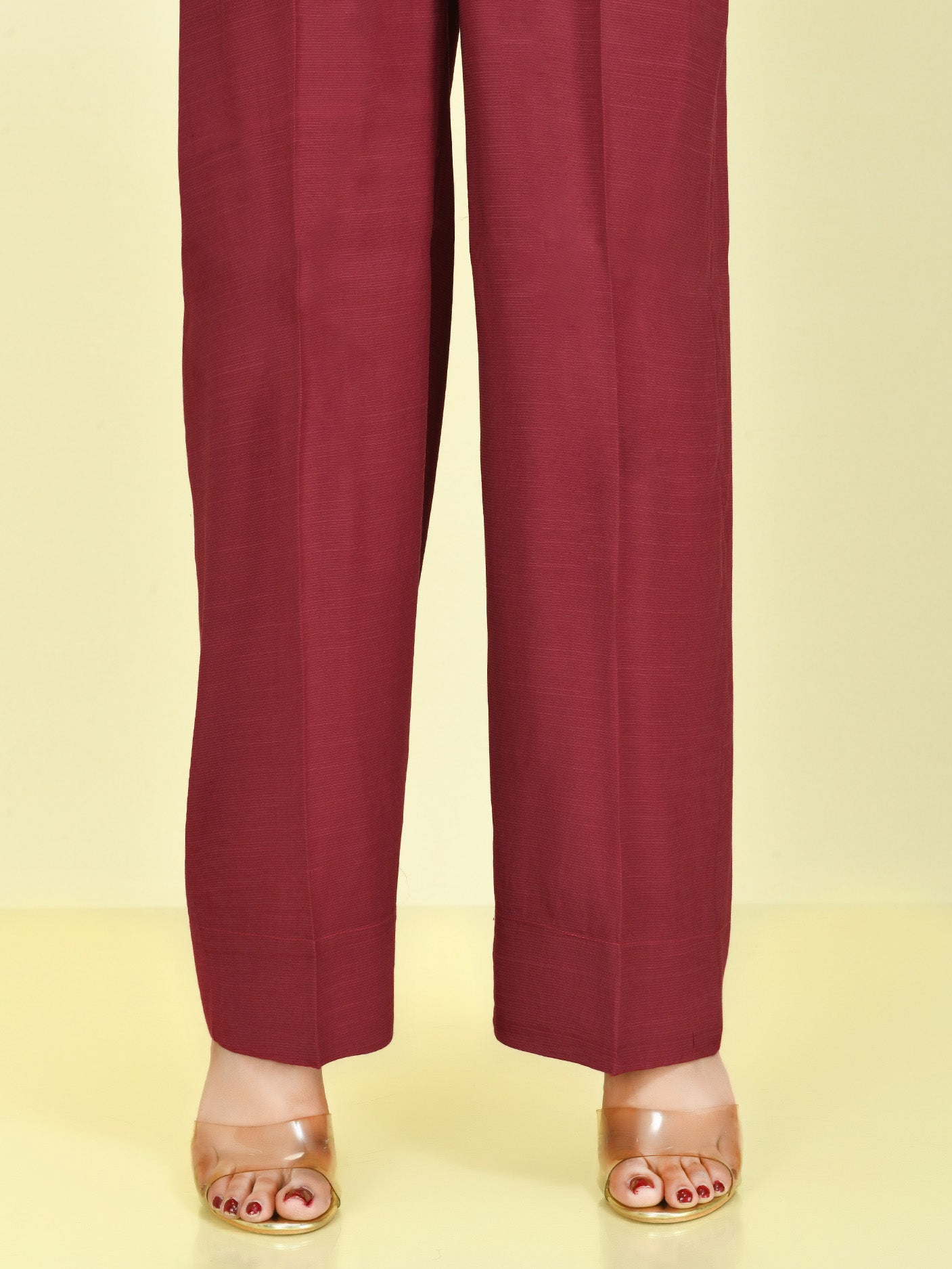 Raw Silk Pants - Maroon