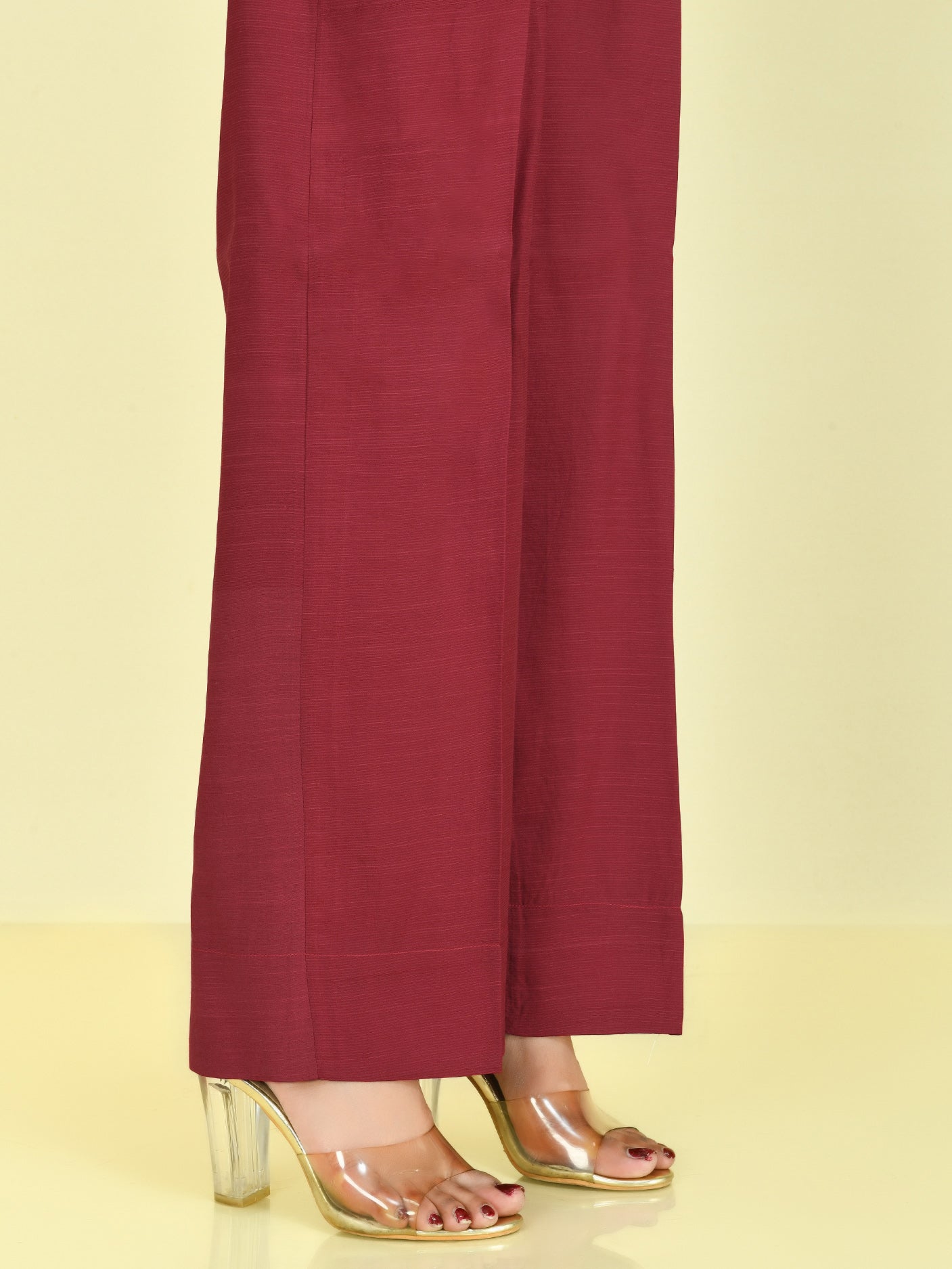 Raw Silk Pants - Maroon