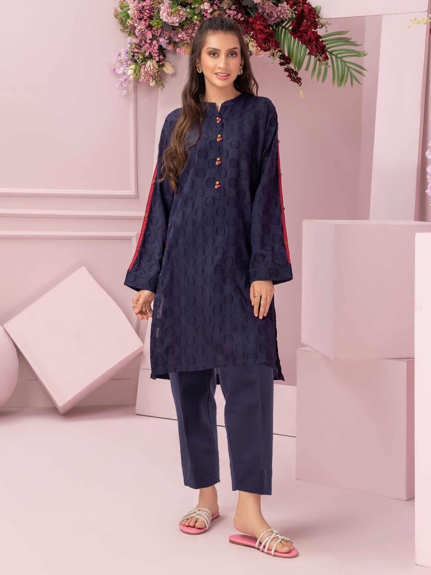 2 Piece Self Jacquard Suit-Embellished (Pret)