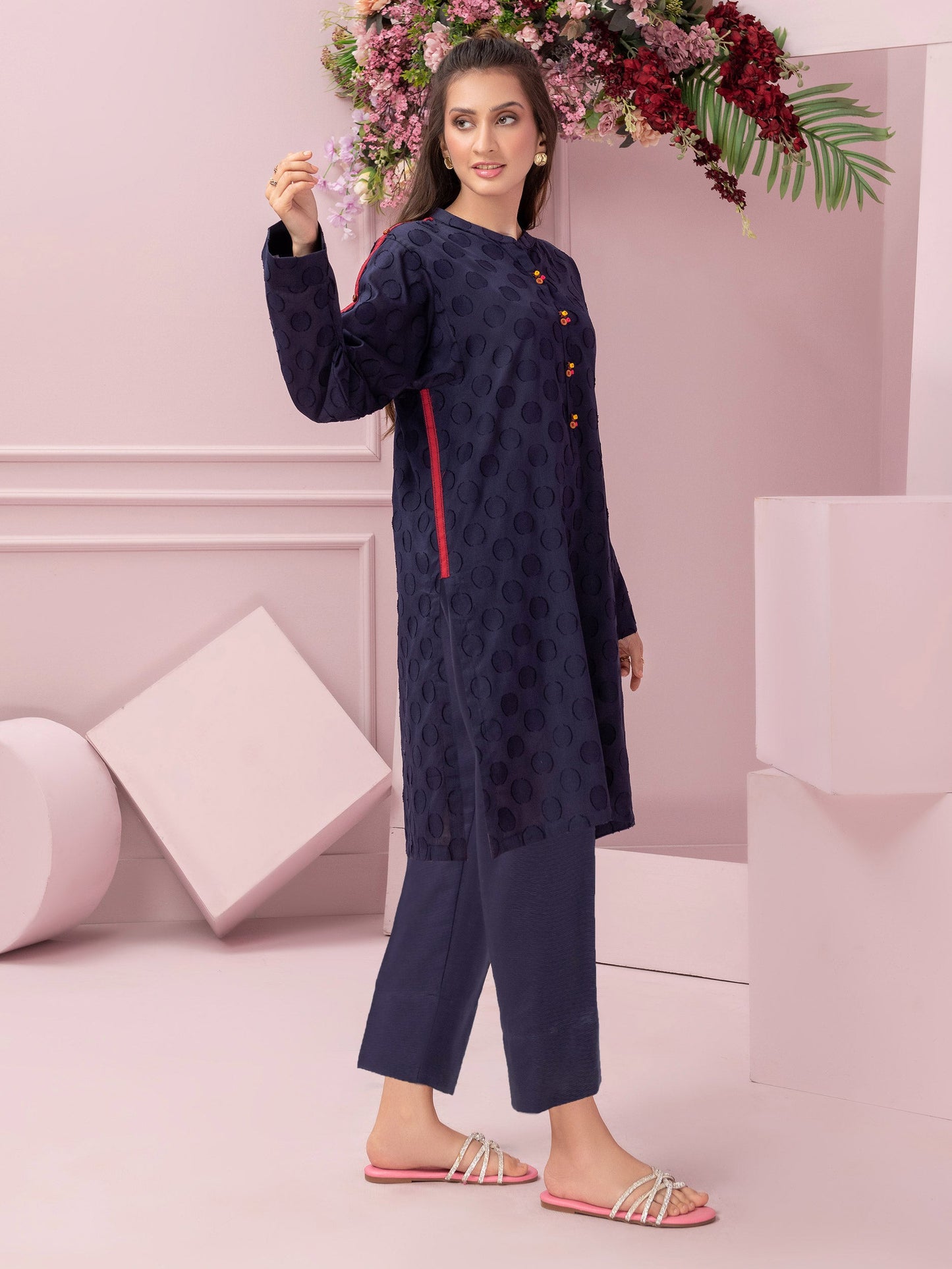 2 Piece Self Jacquard Suit-Embellished (Pret)