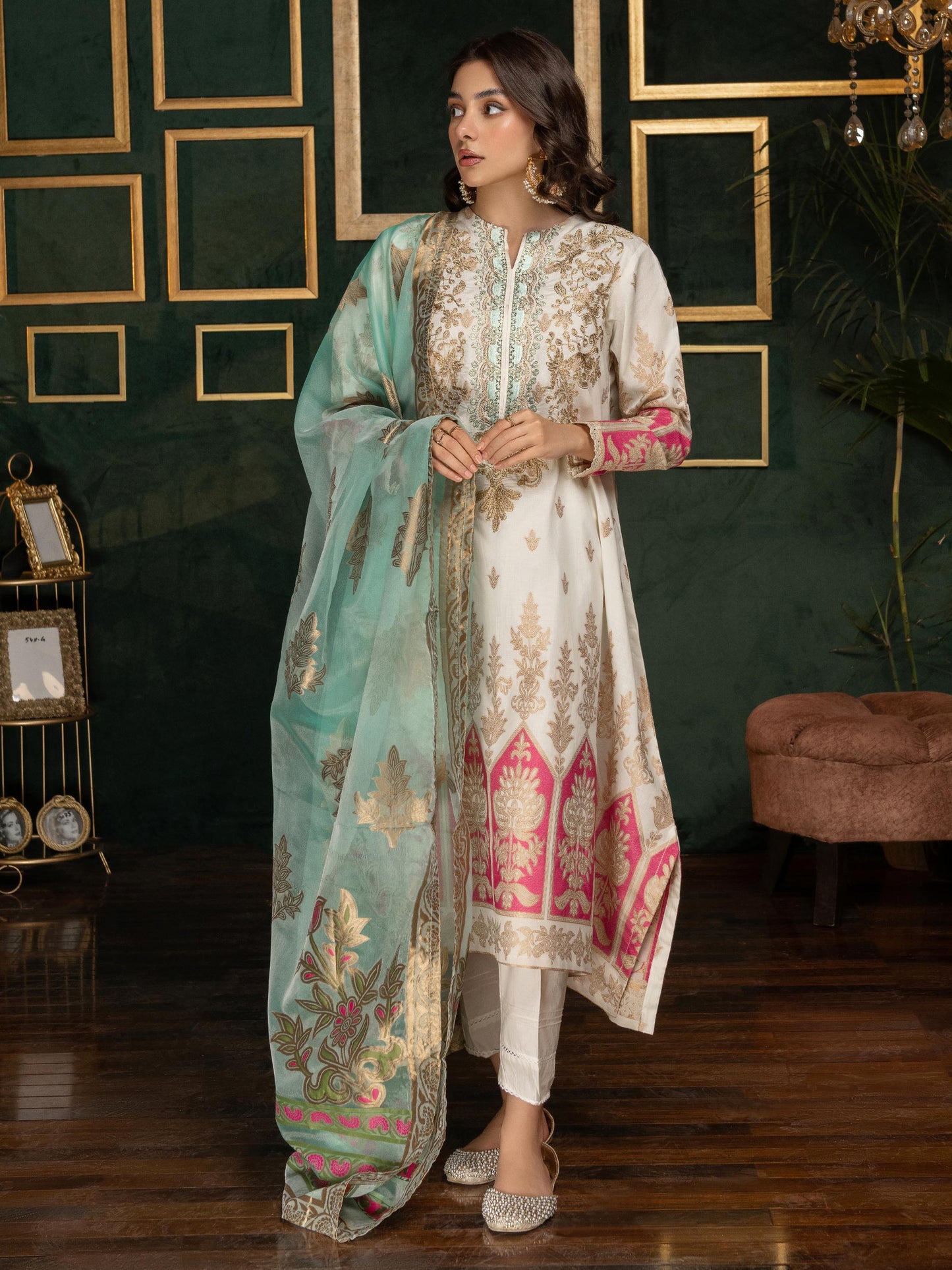 2 Piece Jacquard Suit-Embroidered (Pret)