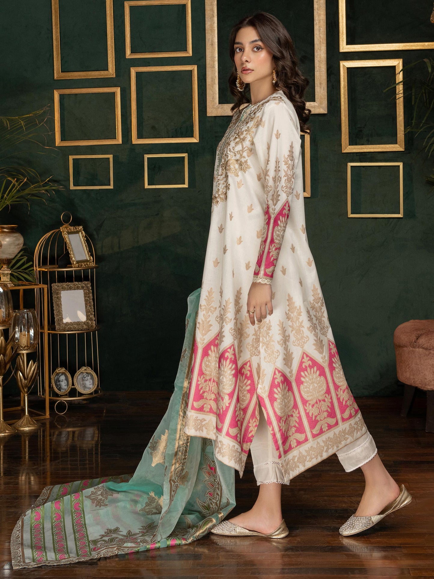 2 Piece Jacquard Suit-Embroidered (Pret)