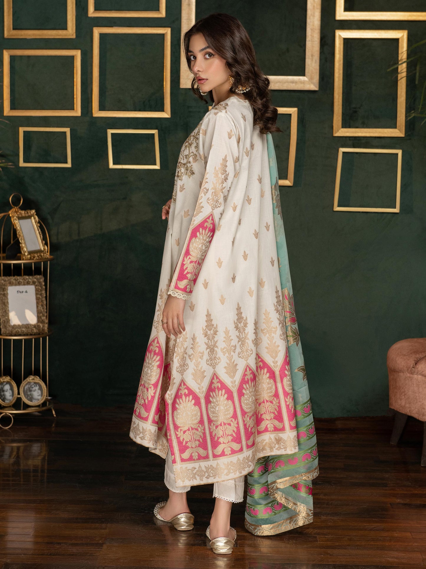 2 Piece Jacquard Suit-Embroidered (Pret)