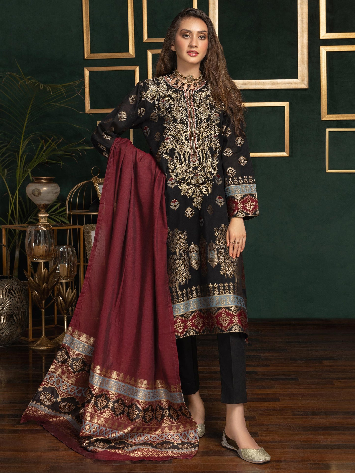 2 Piece Jacquard Suit-Embroidered (Pret)