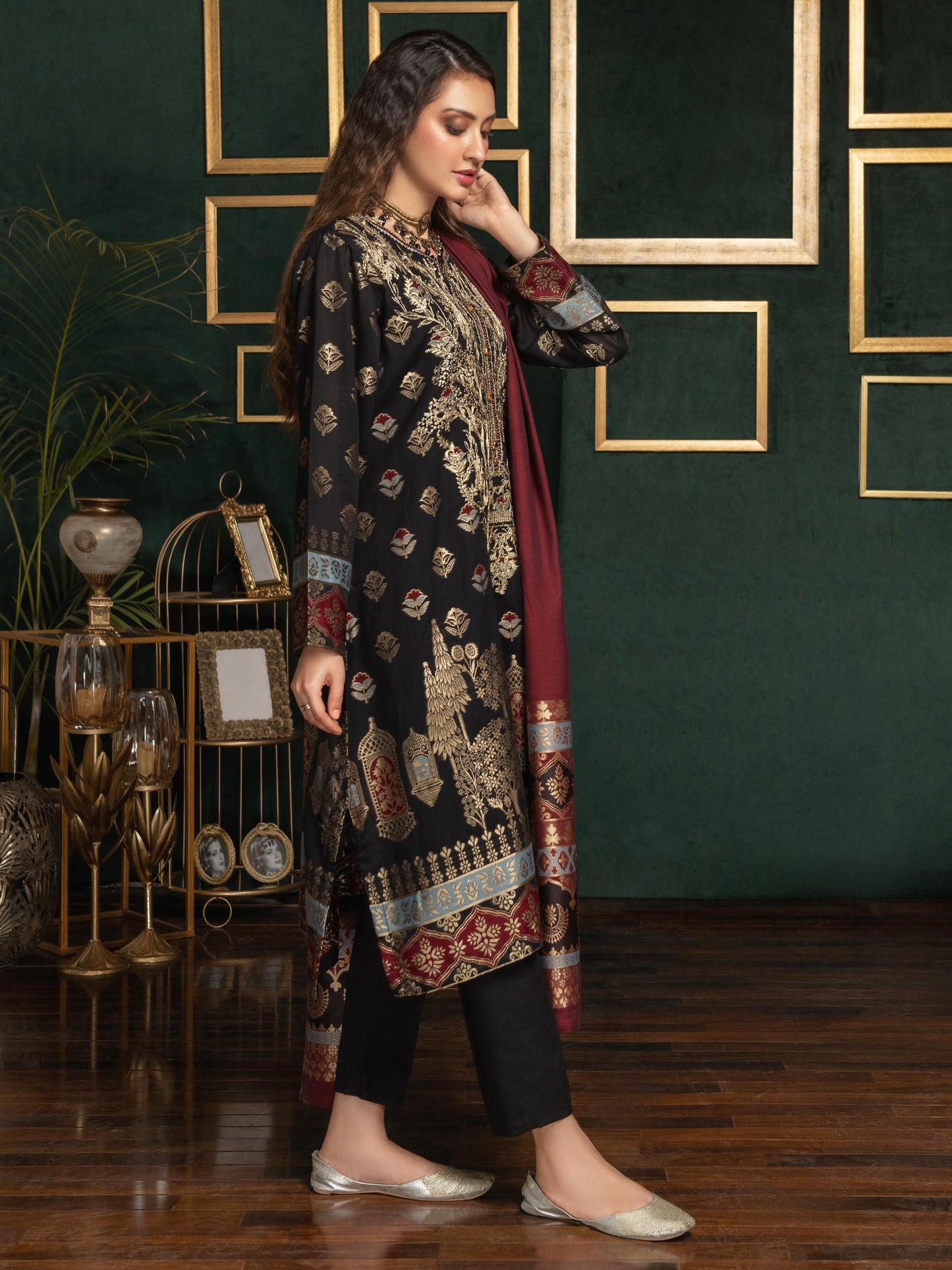 2 Piece Jacquard Suit-Embroidered (Pret)