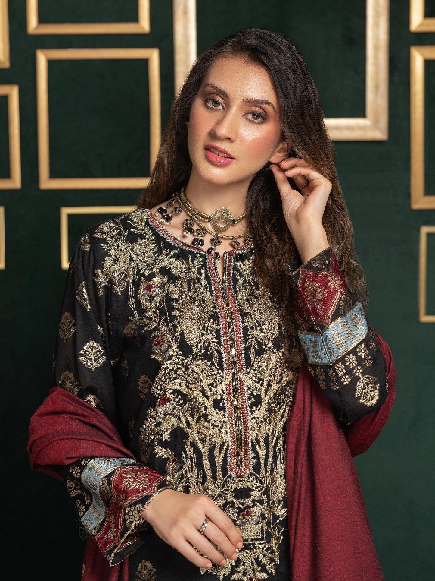 2 Piece Jacquard Suit-Embroidered (Pret)