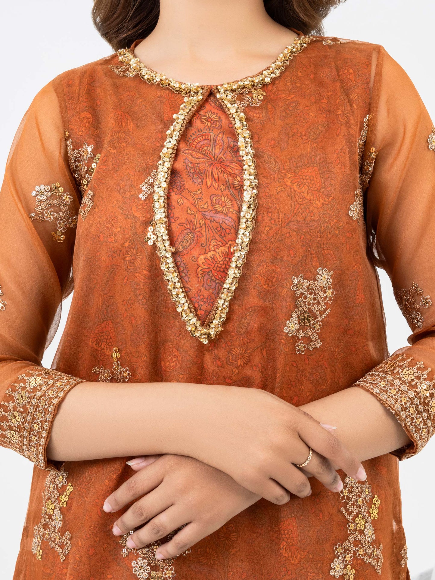 3 Piece Organza Suit-Embroidered(Pret)