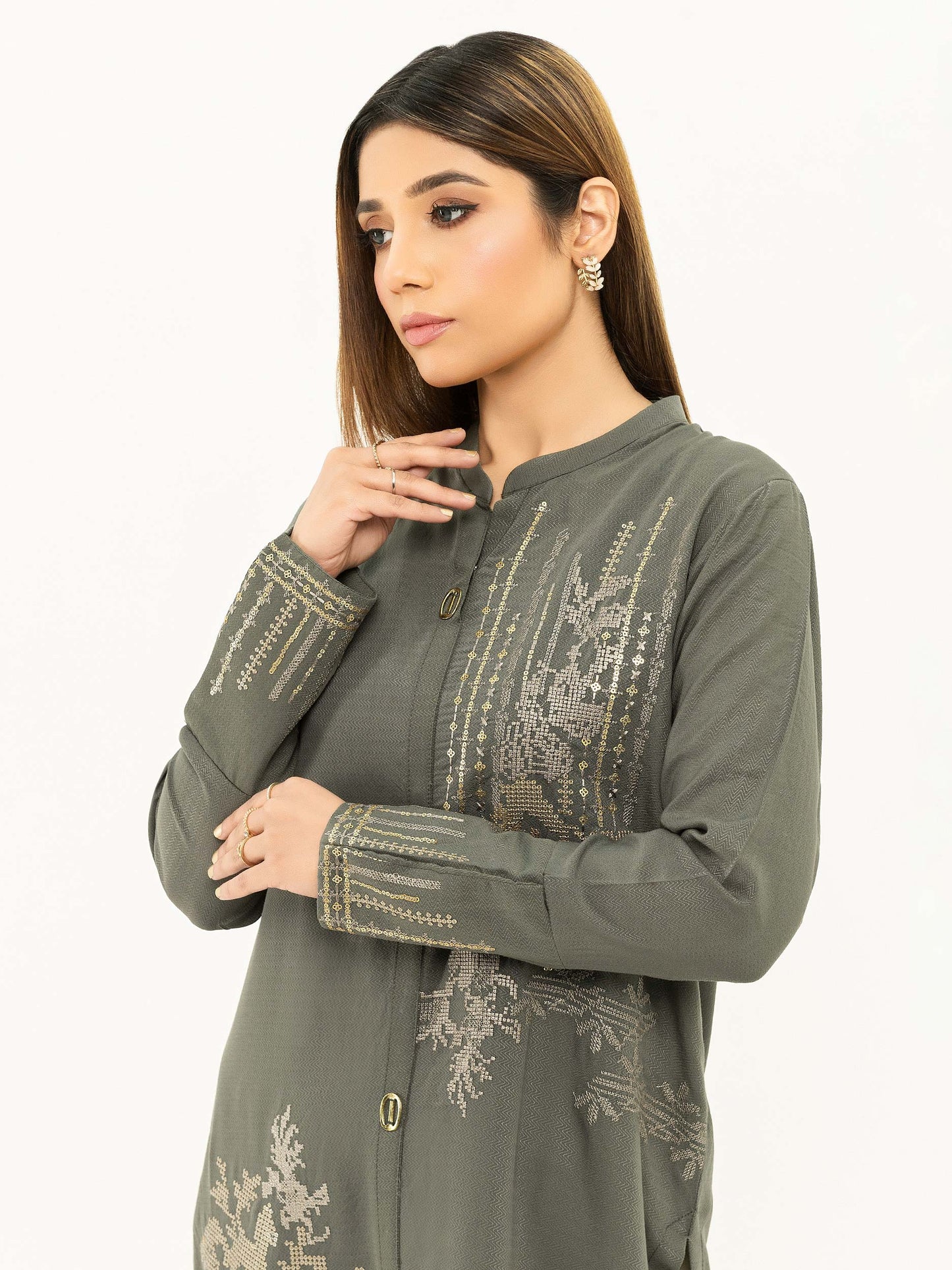 Jacquard Shirt-Embroidered (Pret)