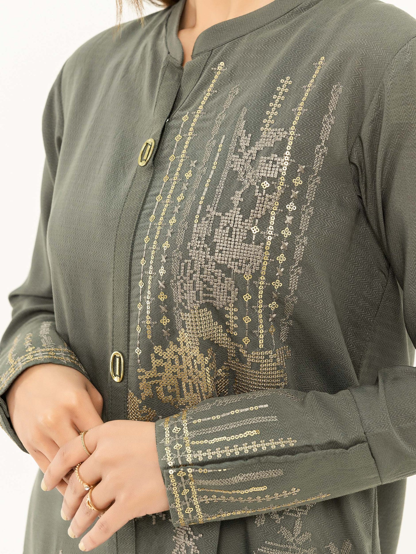 Jacquard Shirt-Embroidered (Pret)