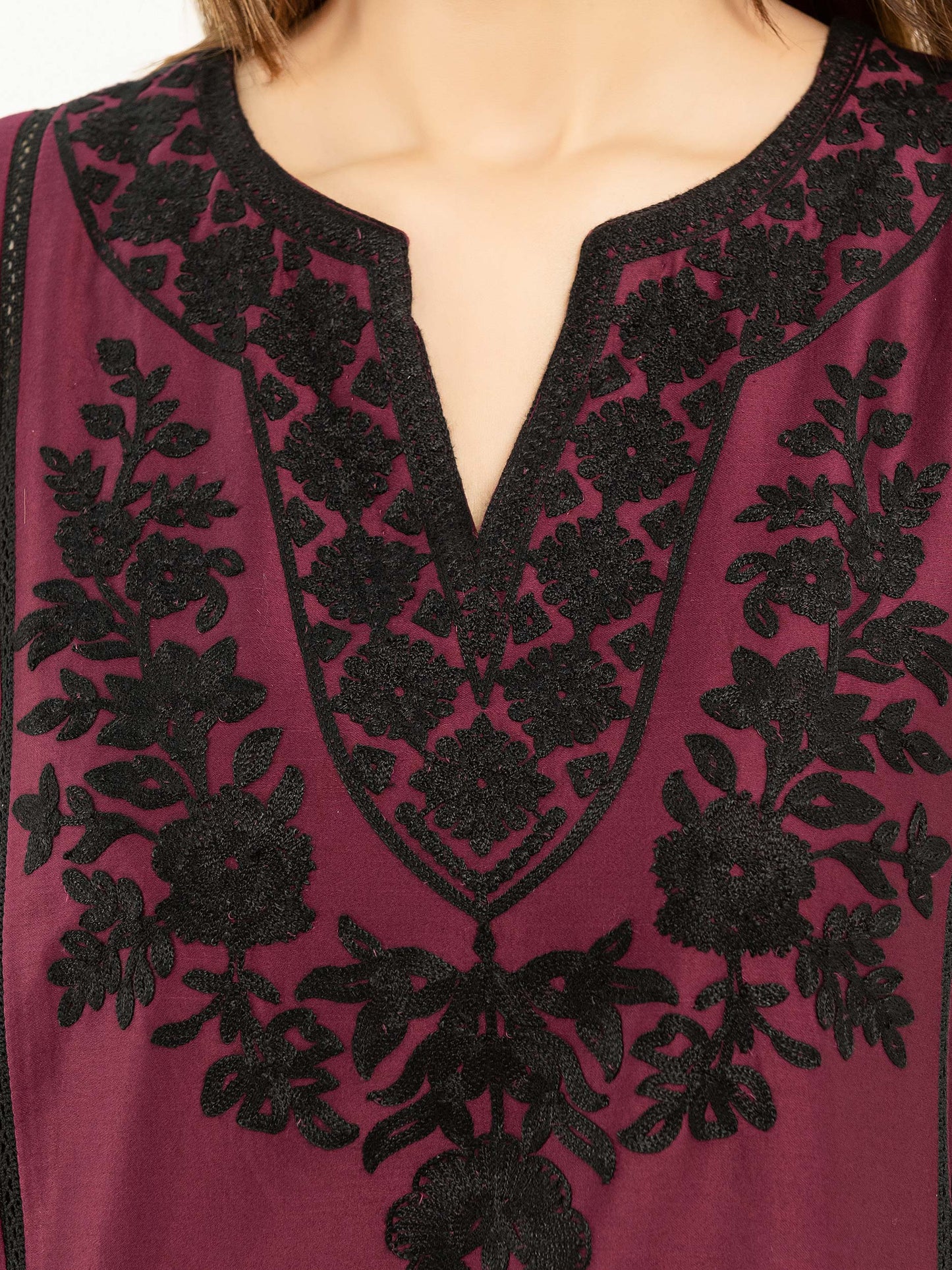 Satin Shirt-Embroidered (Pret)