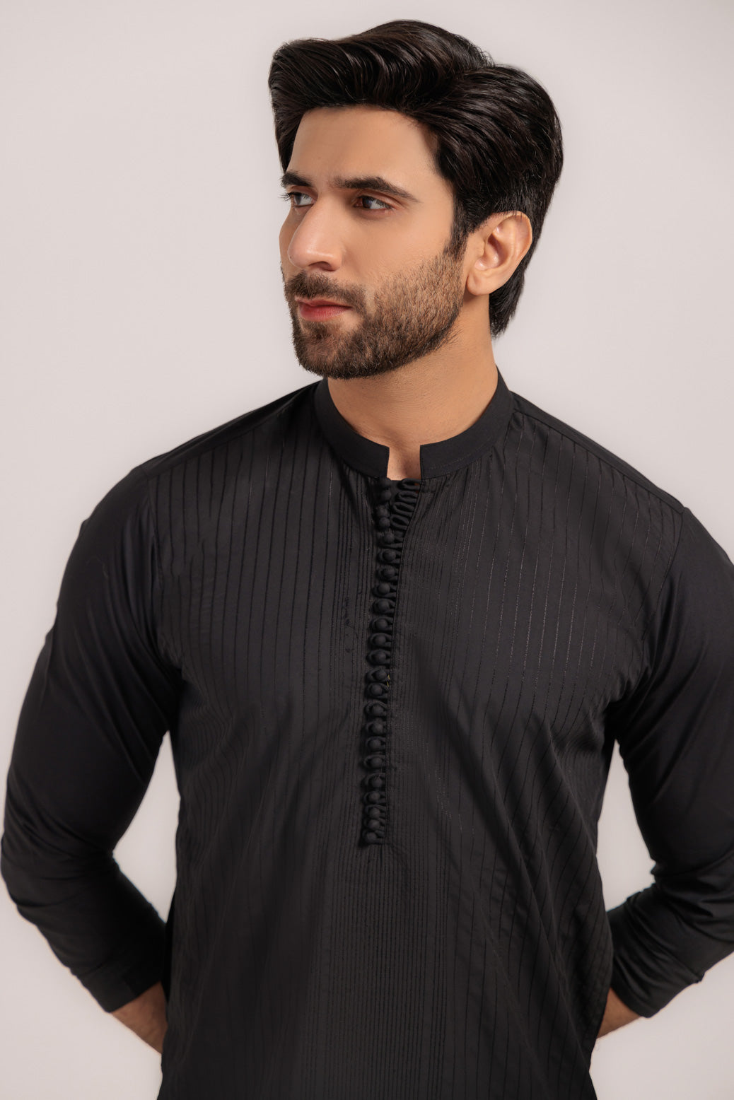 BLACK-BLENDED-KURTA TROUSER - (KSR24-019)