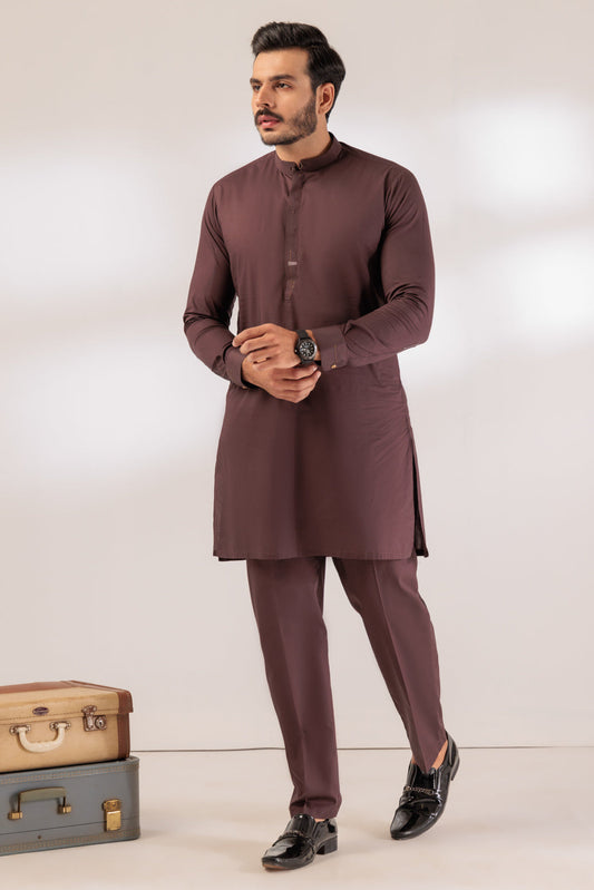 D-COFFEE-COTTON-KURTA TROUSER - (KSR24-024)