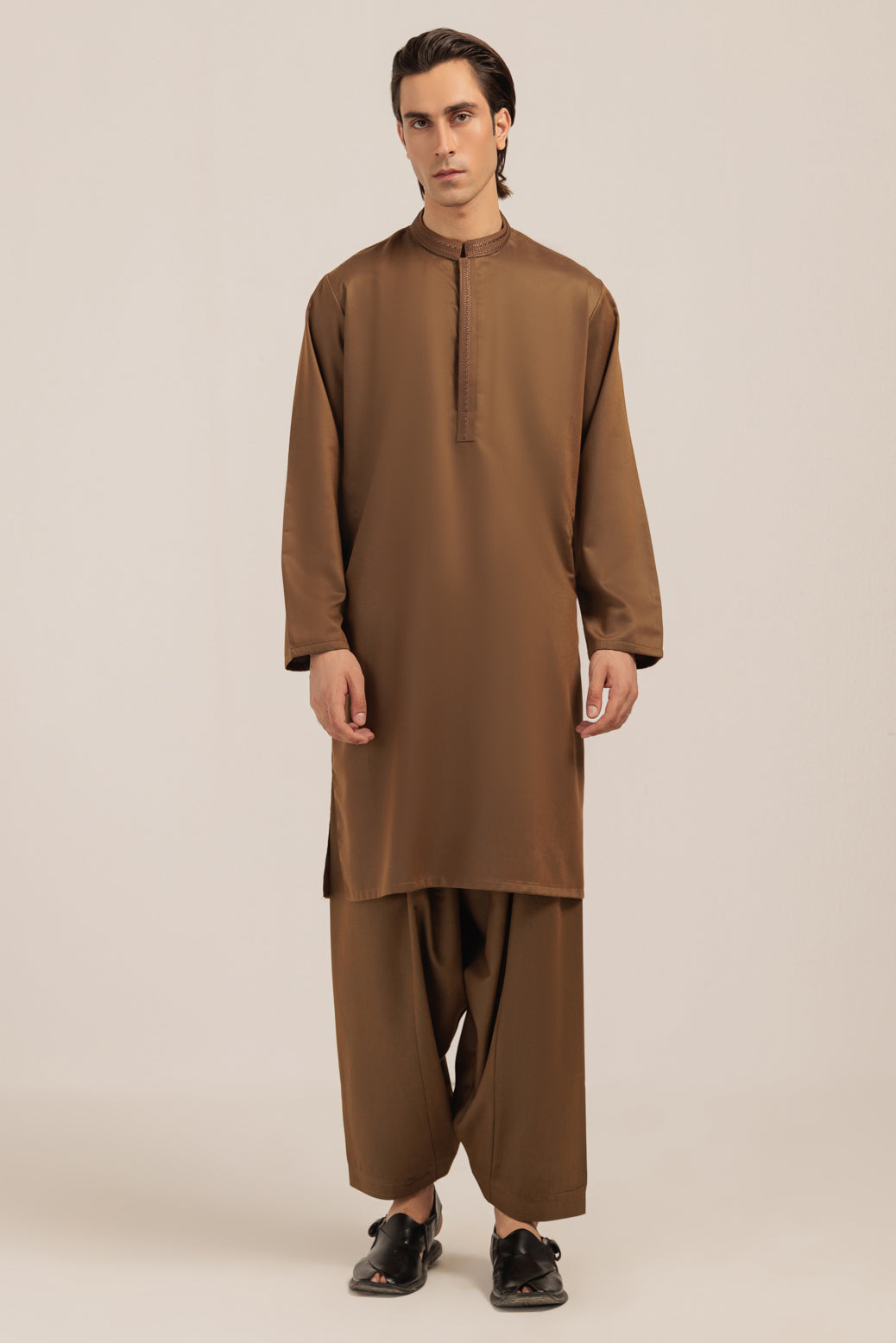 GOLDEN-BLENDED-KURTA SHALWAR - (KSRW24-022)