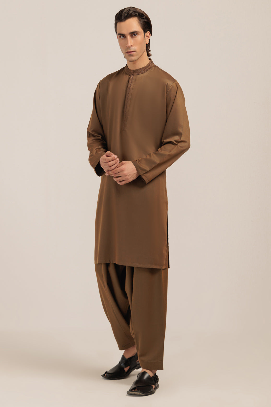 GOLDEN-BLENDED-KURTA SHALWAR - (KSRW24-022)