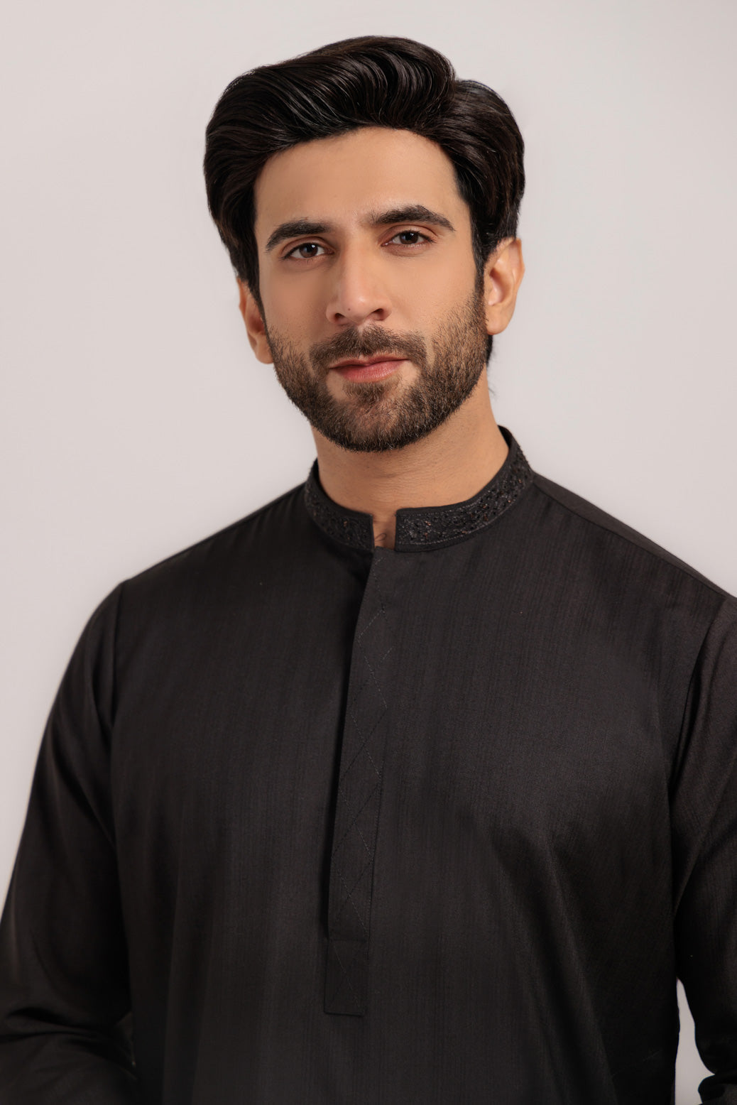 BLACK-DOBBY-KURTA SHALWAR - (KSRW24-028)