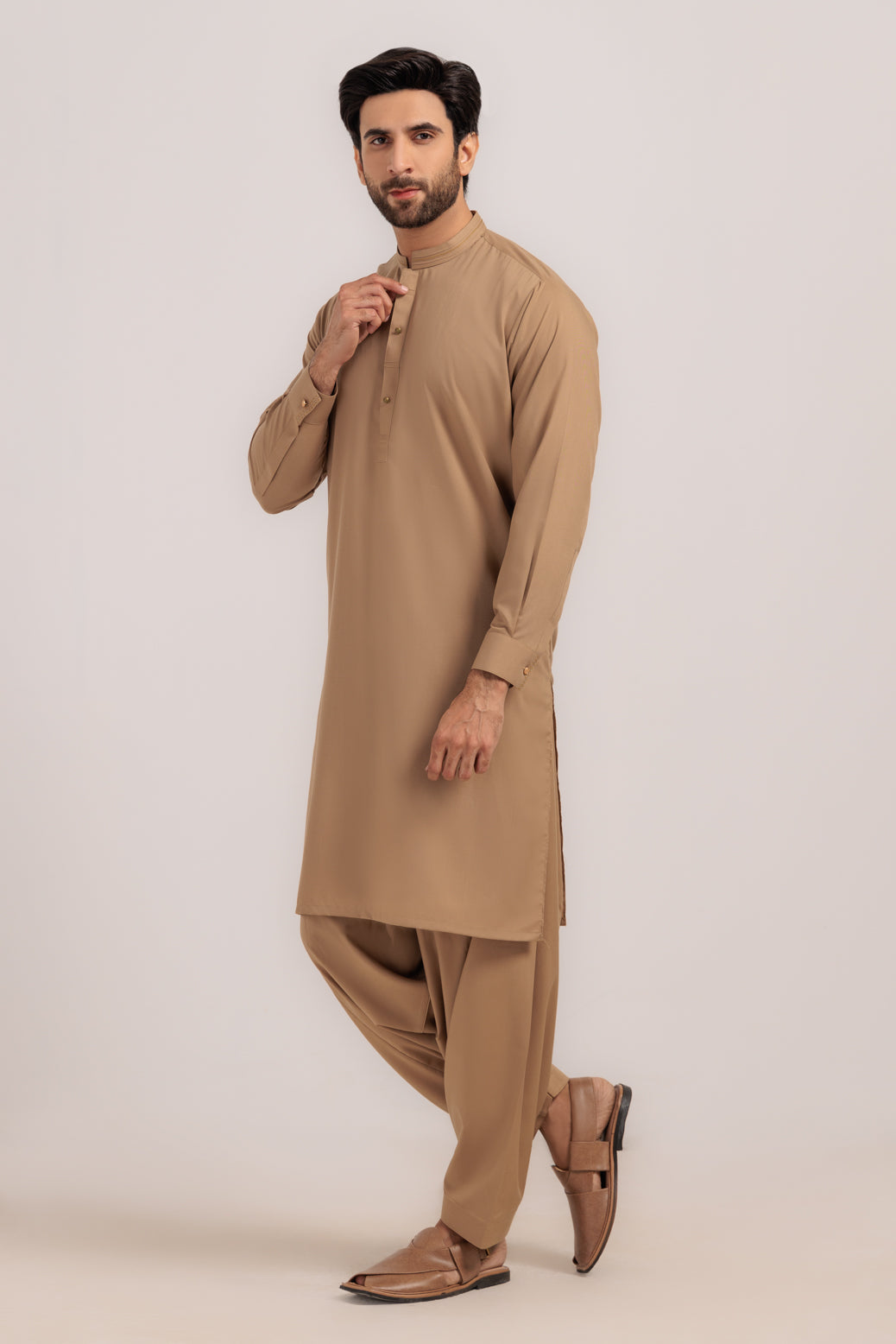 BEIGE-BLENDED-KURTA SHALWAR - (KSRW24-030)