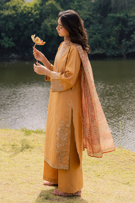 3 PIECE EMBROIDERED LAWN SUIT-AMBER GLAM (UNSTITCHED)