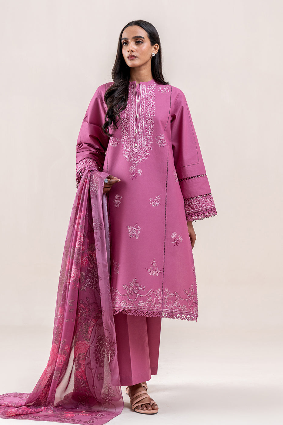 3 PIECE EMBROIDERED LAWN SUIT-TURKISH ROSE (UNSTITCHED)