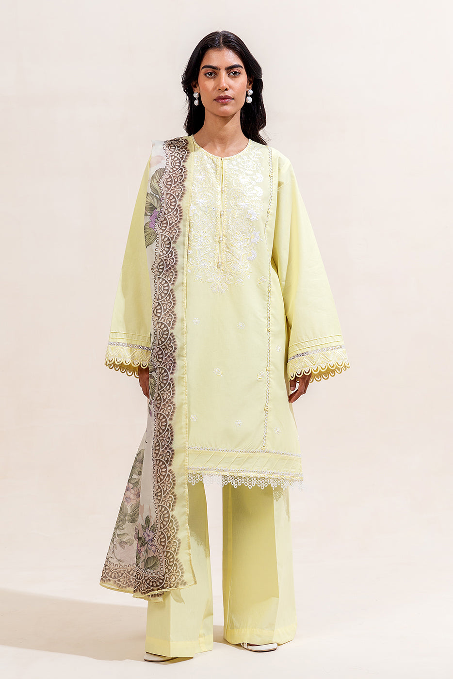 3 PIECE EMBROIDERED LAWN SUIT-LIME CHARM (UNSTITCHED)