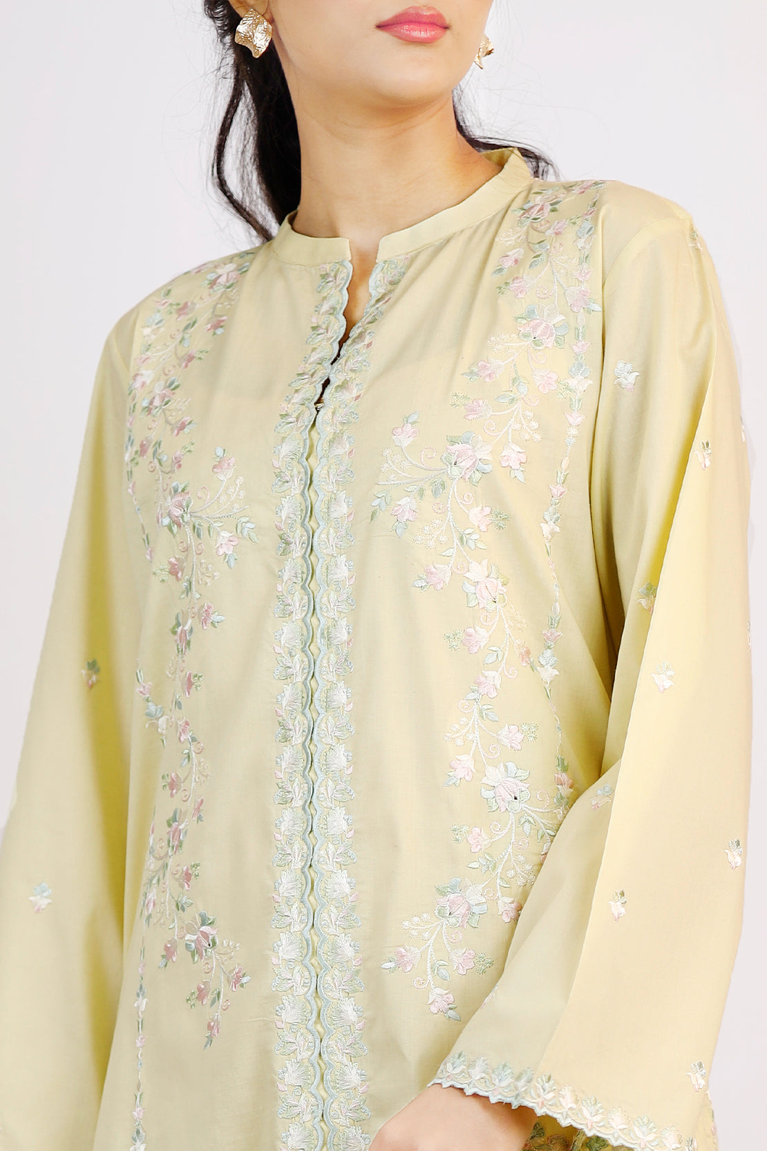 Solid Embroidered Slub Viscose Stitched 2 Piece (Shirt/Trouser)