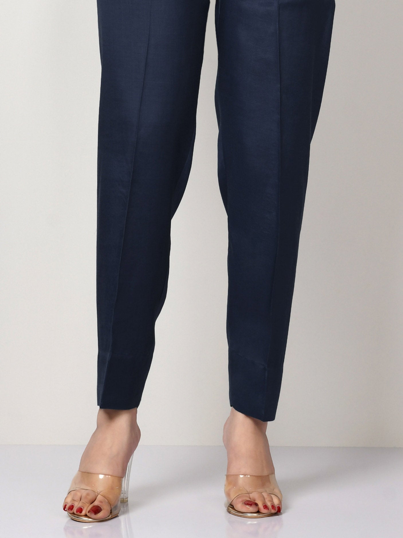 Raw Silk Trouser - Dark Navy