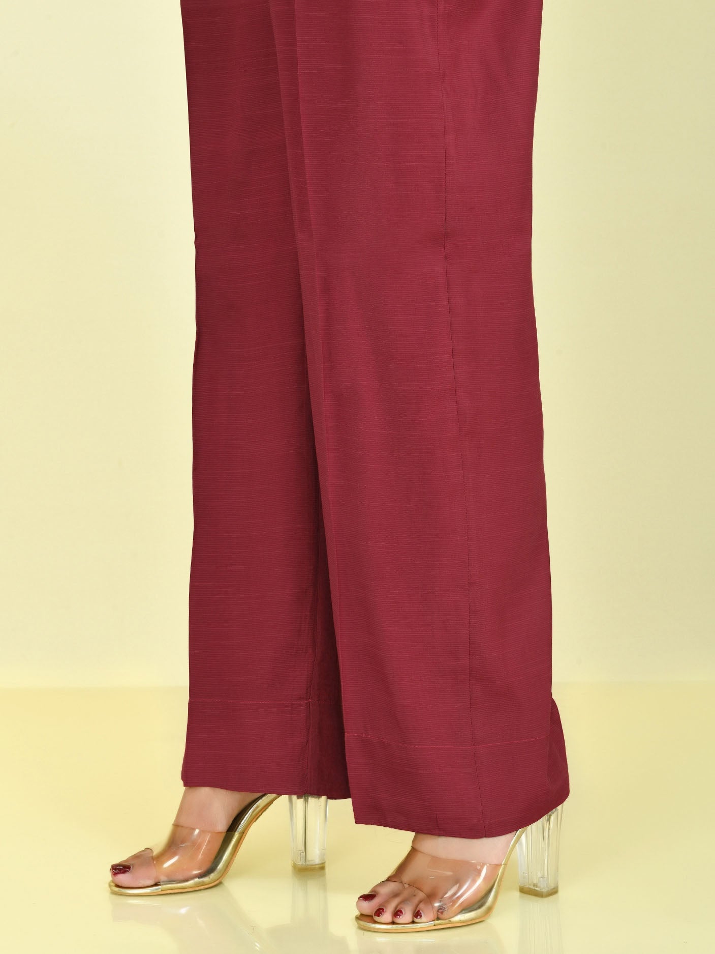 Raw Silk Pants - Maroon