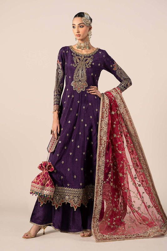 3 Piece Embroidered Raw Silk Suit | SF-EF25-02