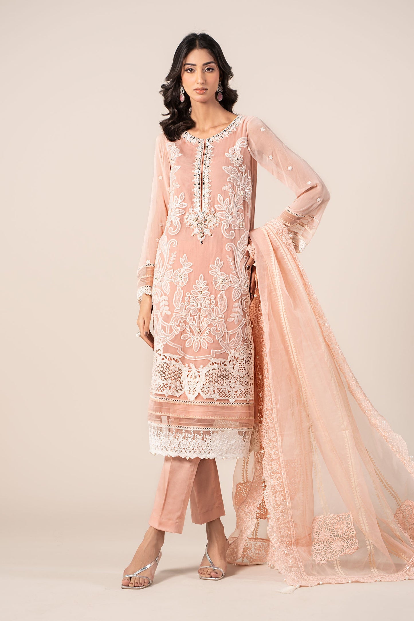 3 Piece Embroidered Chiffon Suit | SF-EF25-34