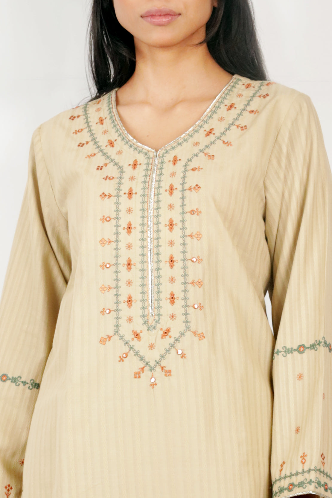 Embroidered Cotton Jacquard Stitched 2 Piece (Shirt/Trouser)