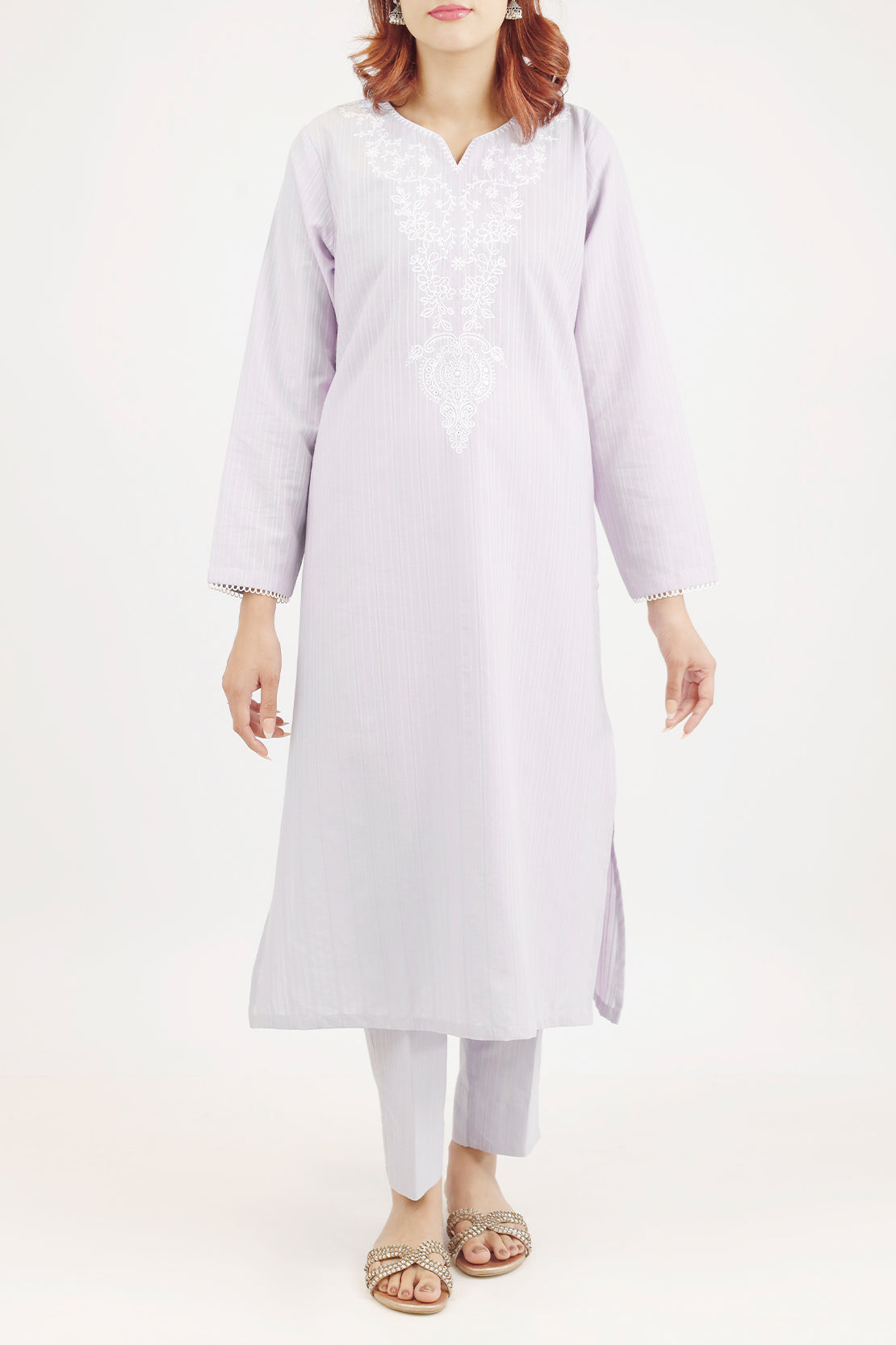 Embroidered Cotton Jacquard Stitched 2 Piece (Shirt/Trouser)