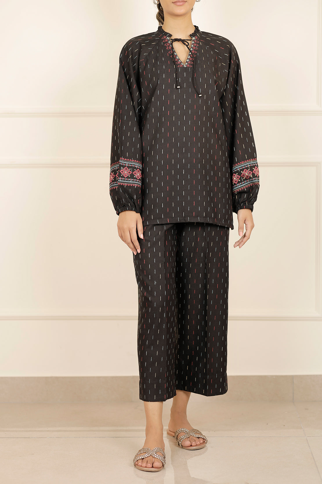 Embroidered Cotton Jacquard Stitched 2 Piece (Shirt/Trouser)