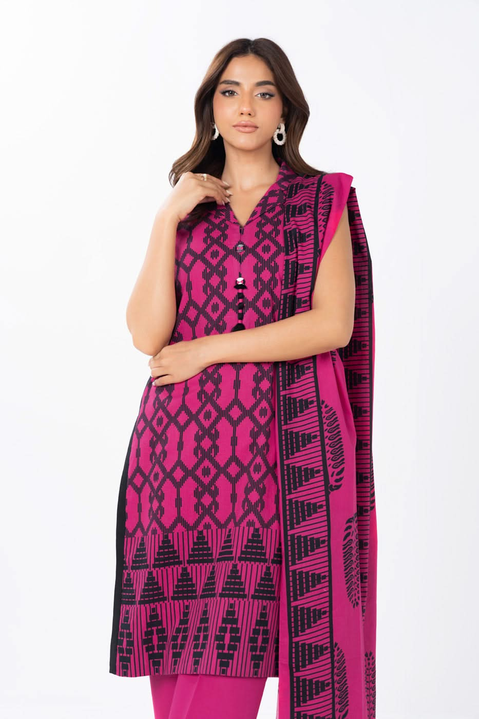 3 Piece  Printed Lawn Suit With Printed Lawn Dupatta