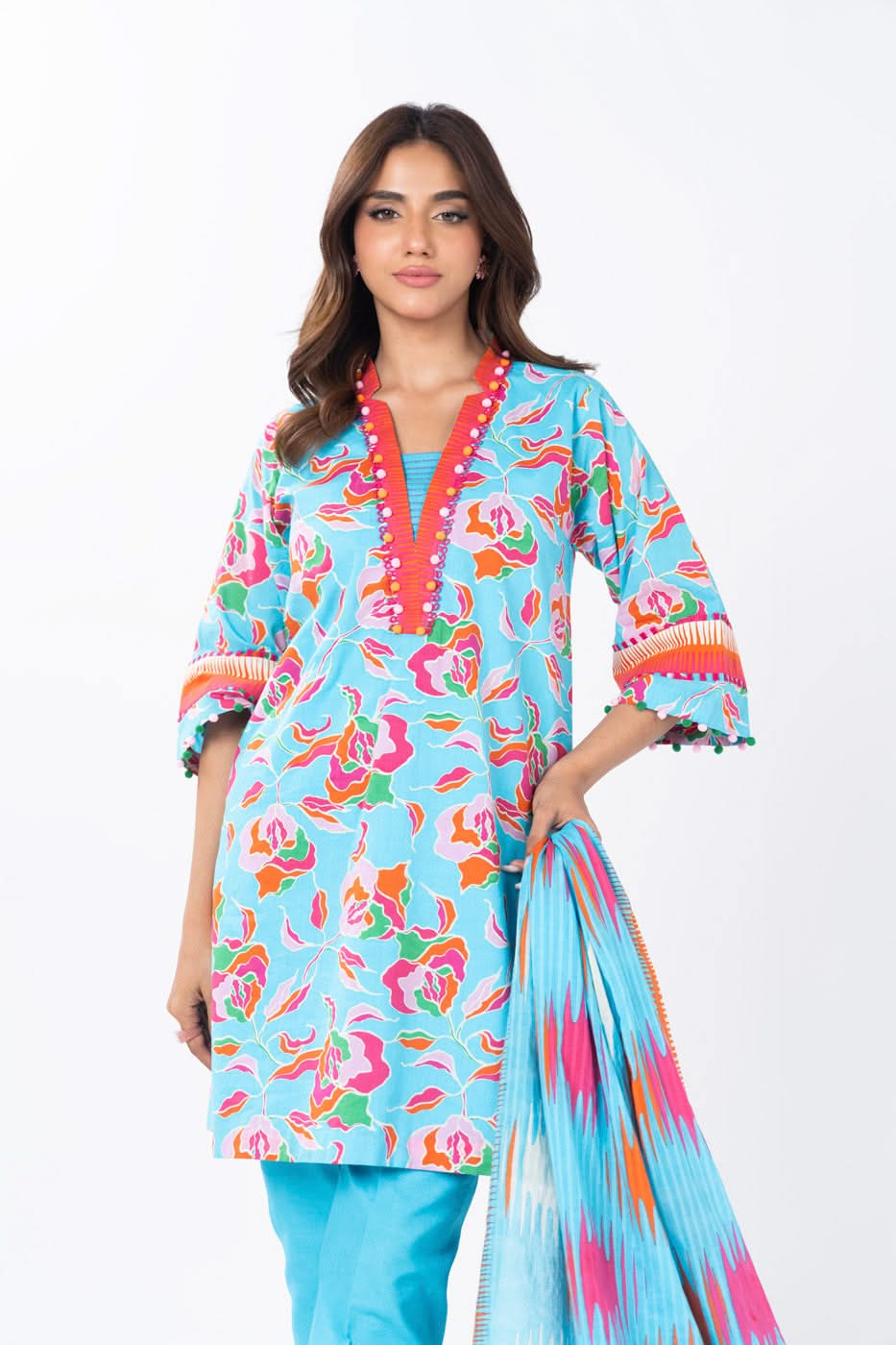 3 Piece  Printed Lawn Suit With Printed Dobby Dupatta