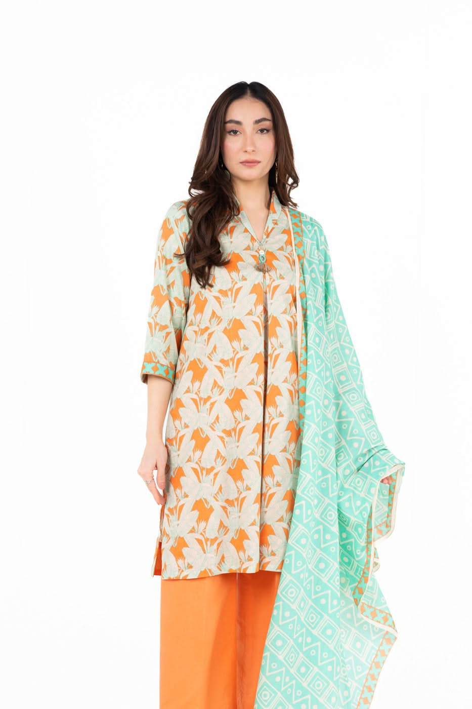 3 Piece  Printed Lawn Suit With Printed Lawn Dupatta