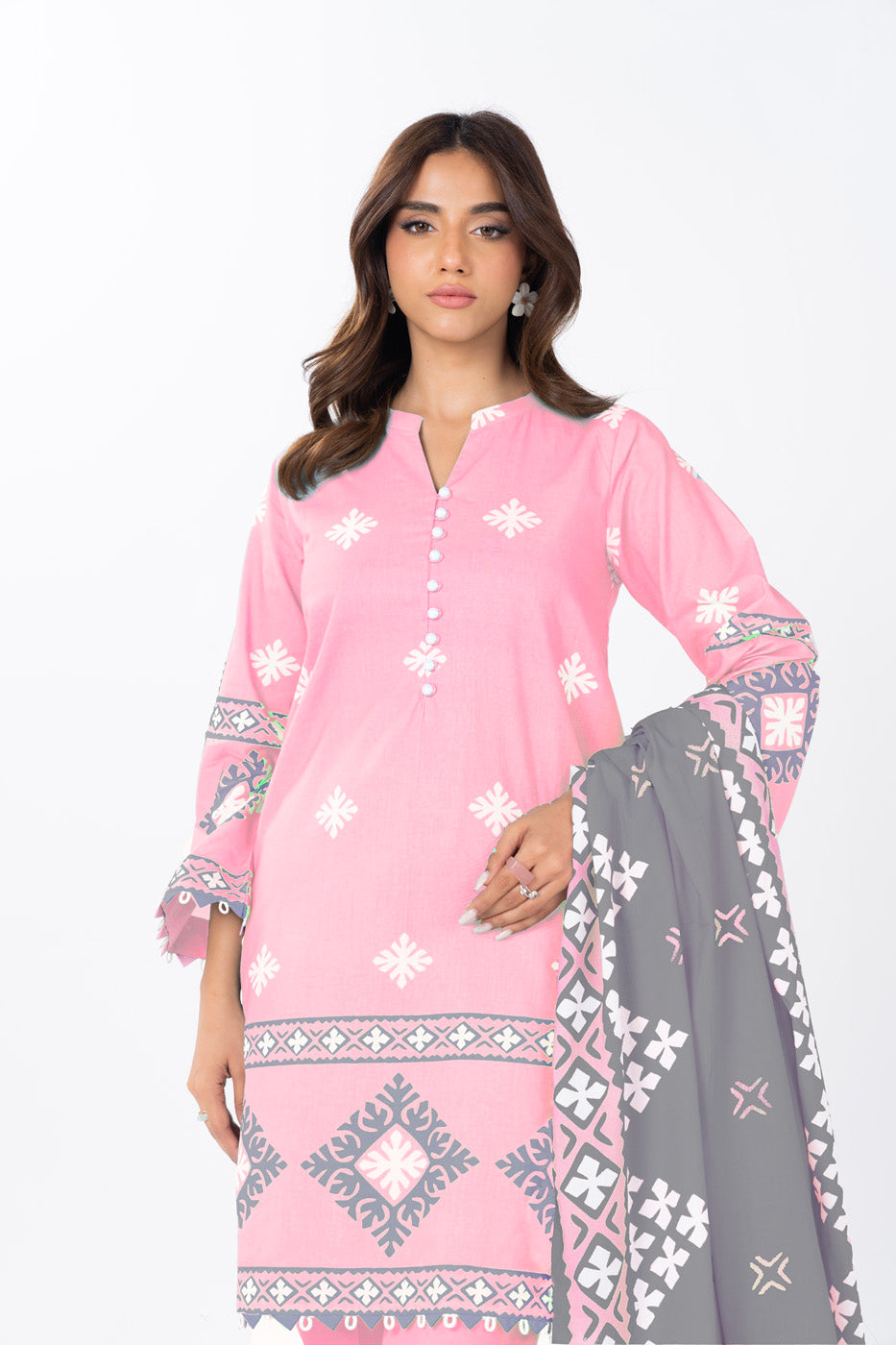 3 Piece  Printed Lawn Suit With Printed Lawn Dupatta